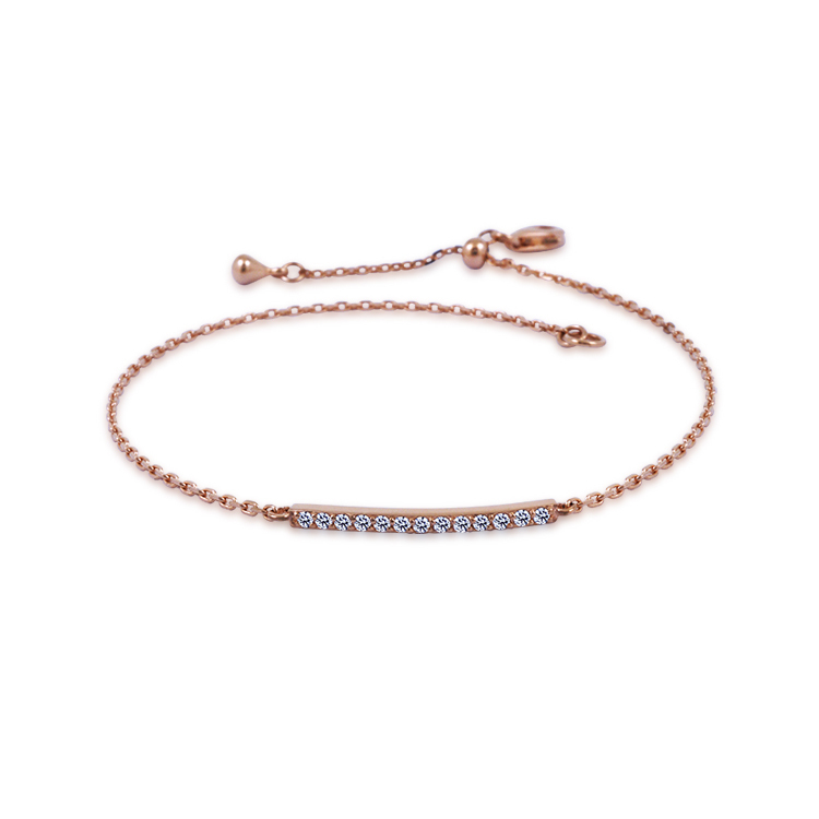 925純銀「love」晶鑽玫瑰金色手鍊 (19.5公分)-SDL0021