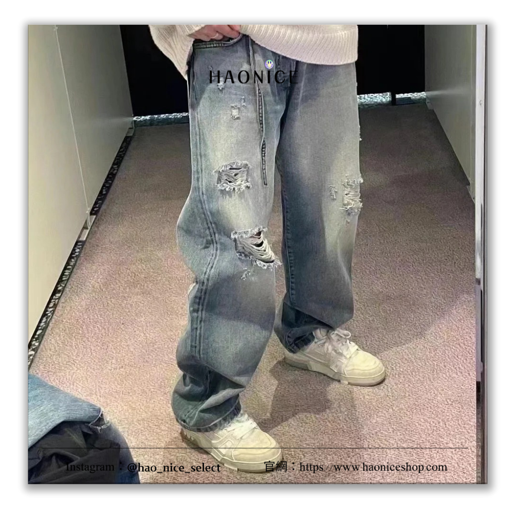 【HAO NICE】100%正品 ACNE STUDIOS 瑞典精品🇸🇪經典水洗藍 做舊刷破牛仔褲 直筒褲