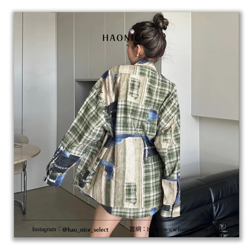 【HAO NICE】視覺衝擊🔥ACNE STUDIOS 瑞典精品🇸🇪拼接撞色格紋長袖襯衫 藝術感