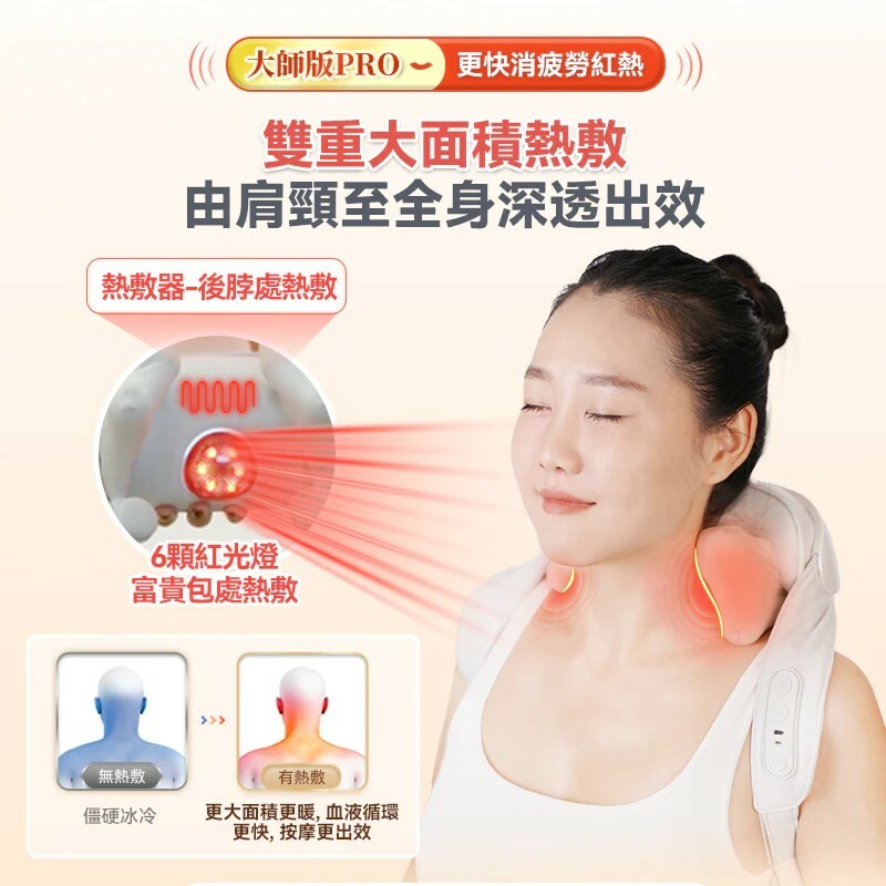 美國 Comforbot  大師版PRO 4D+揉捏捶按熱敷舒通肌勞筋膜深層放鬆 按摩器【正品】 採用仿人手揉錘設計 能揉能捶