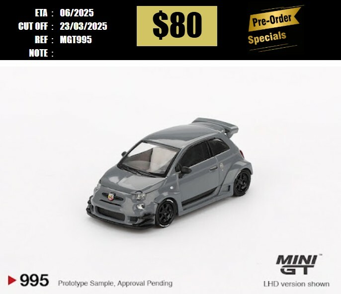 PO-$80 * MINI GT * 1:64 #995 FIAT 595 LB-WORKS X ABAS WORKS GREY RHD [OD10/03]