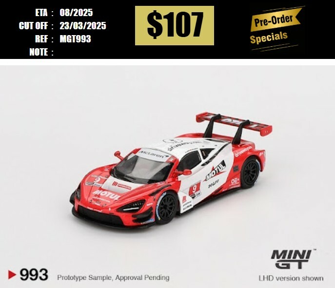 PO-$107 * MINI GT * 1:64 #993 MCLAREN 720S GT3 EVO PFAFF MOTORSPORTS 2024 IMSA LAGUNA SECA LHD [OD10/03]