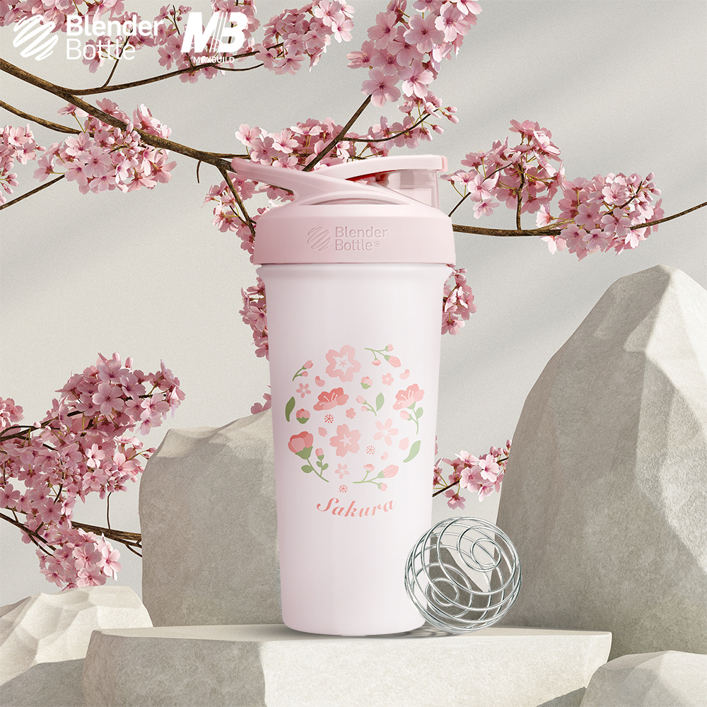 BlenderBottle®Sleek不鏽鋼｜25oz 搖搖杯｜櫻語花漾
