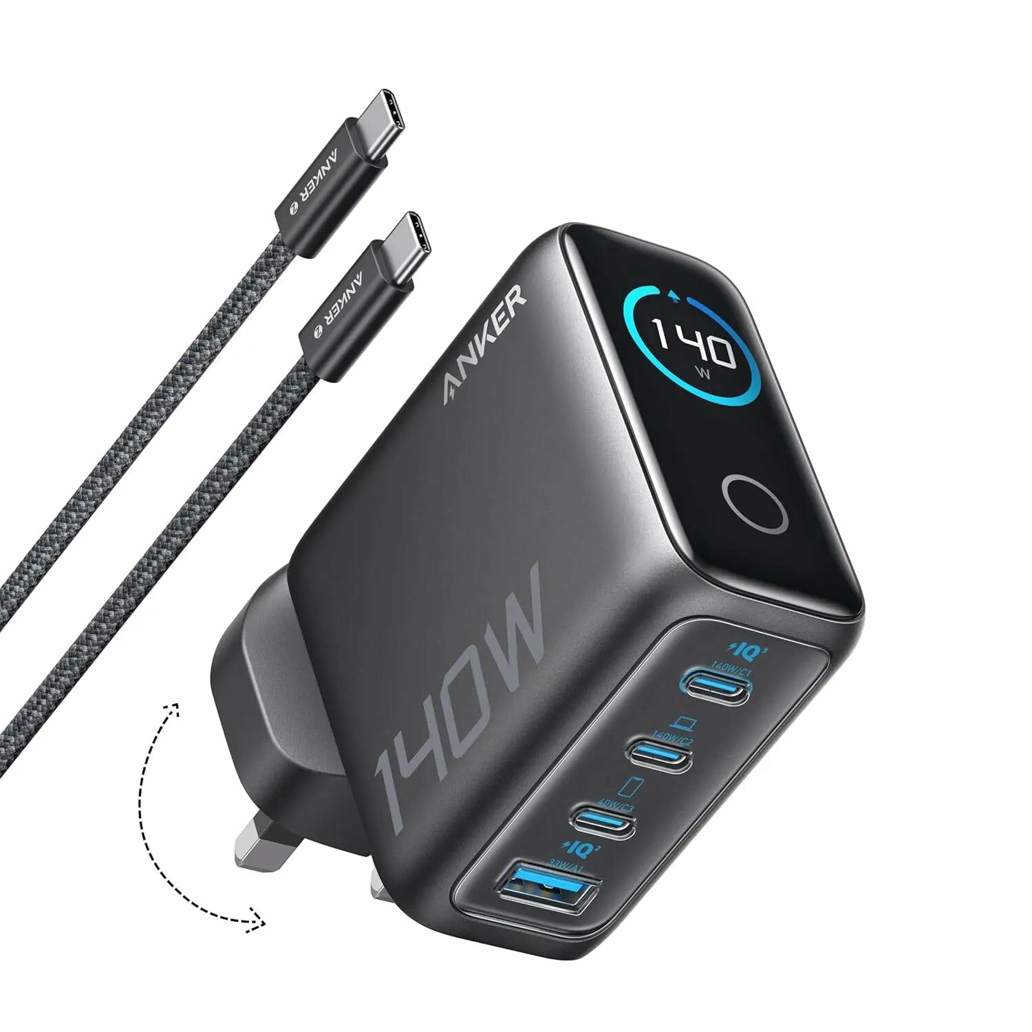 Anker Charger 140W, 4-Port Foldable PD 3.1 USB-C GaN Charger B2697