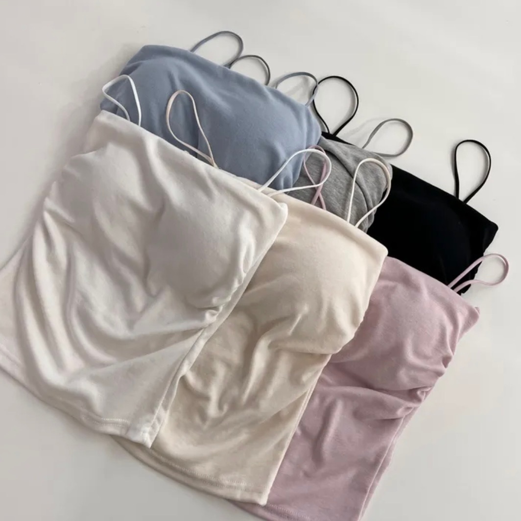 【優惠價預訂】韓國幼帶平口皺摺BRA TOP（短/長）