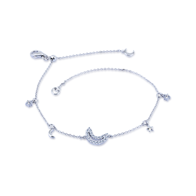 925純銀「Moon」晶鑽手鍊(19.5公分)-SDL0019