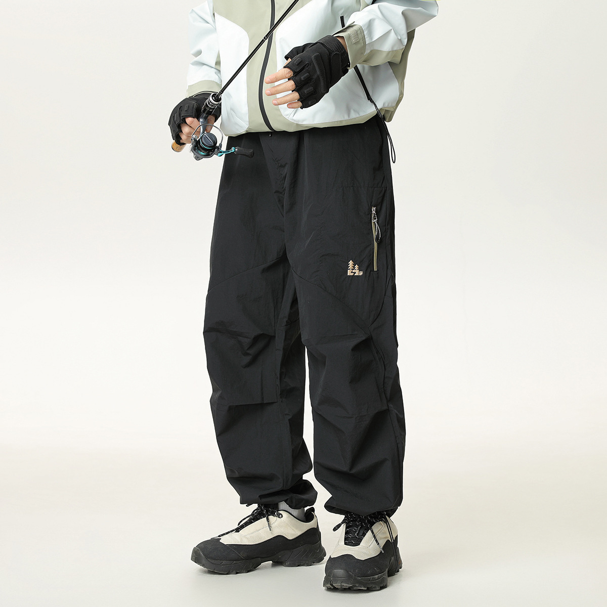 3M26 山系立體刺繡拉鍊口袋工裝褲 兩色