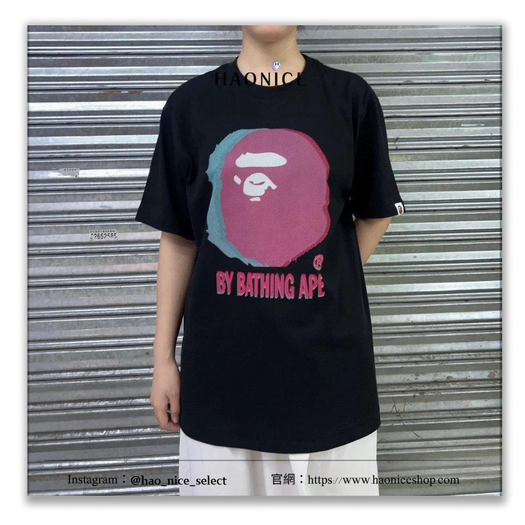 【HAO NICE 】香港經銷商🇭🇰100%日本🇯🇵正品 日本潮流 BAPE GLITCH ART COLLEGE TEE 故障幻彩藝術疊層經典大猿人頭 百搭款🔥