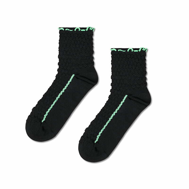 Happy Socks - 成人襪 Structure Slinky 1/4 中筒襪 黑色(36-40)