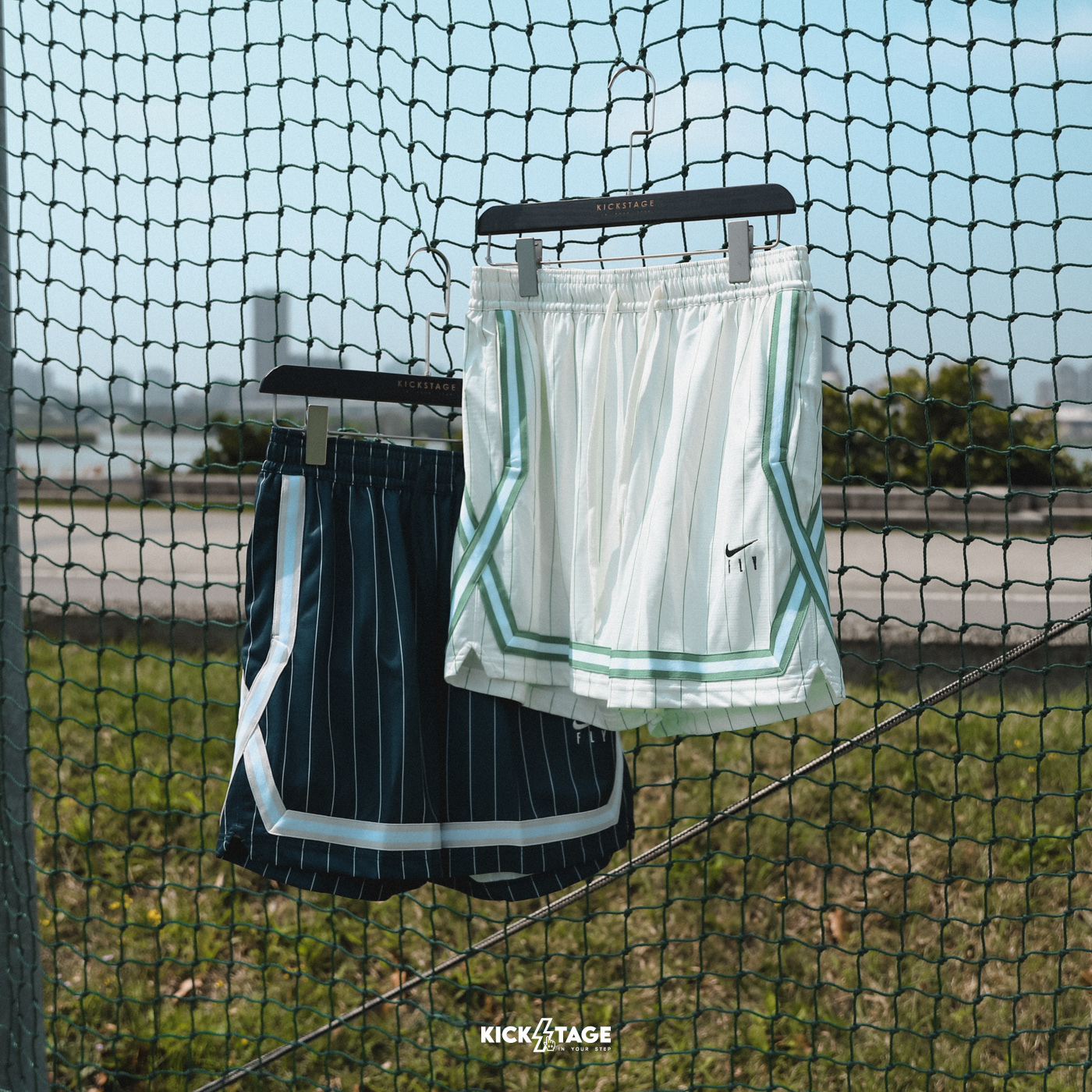 女款 NIKE W FLY CROSSOVER SHORT 白綠 藍白 籃球 條紋短褲 球褲【FZ5511】ABshorts