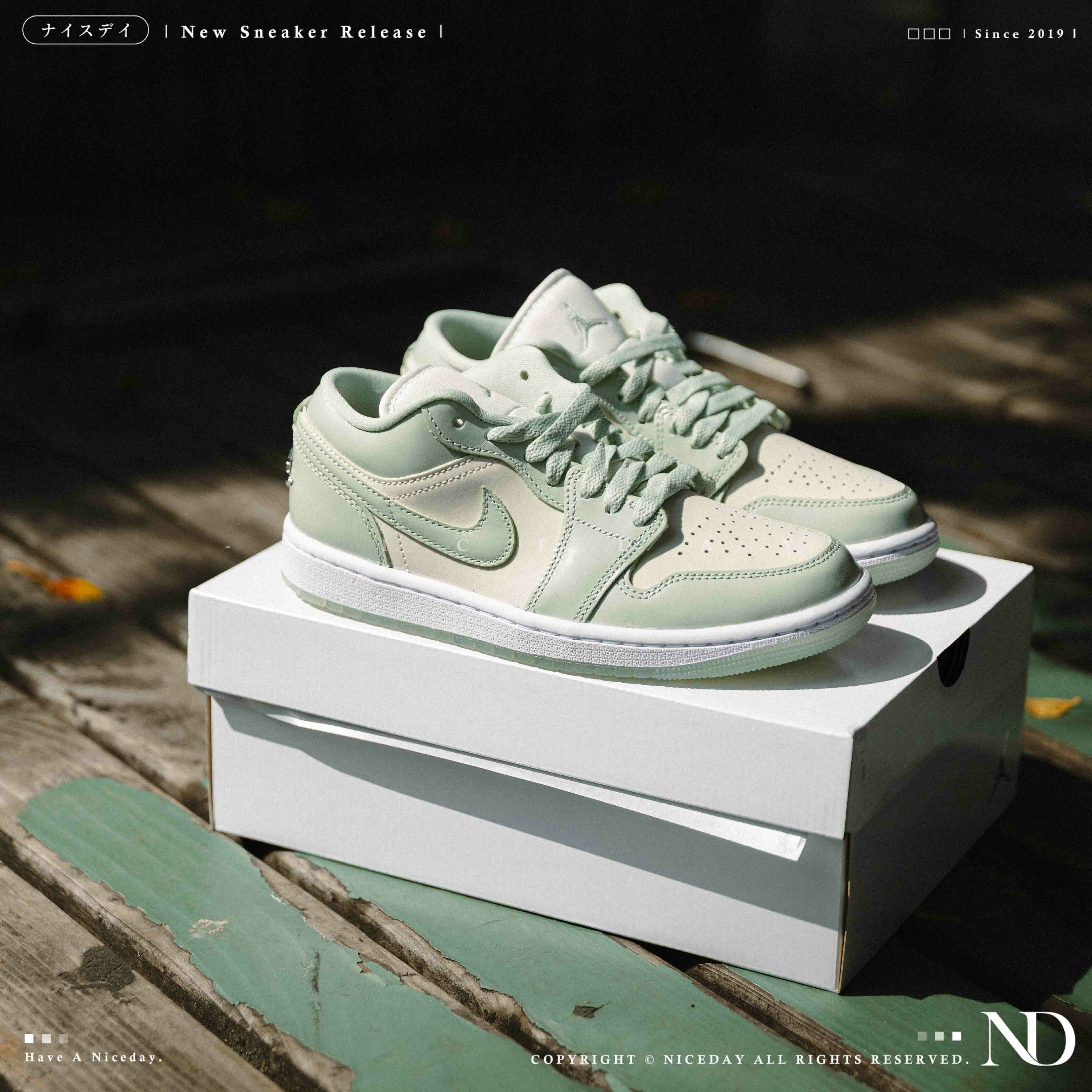 NICEDAY 現貨 Air Jordan 1 Low SE 蘋果綠 綠色 淺綠 皮革 低筒 女鞋 HF4078-100