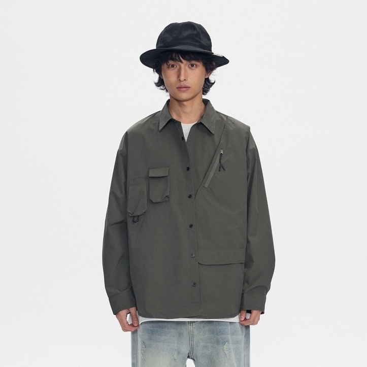 3M10 機能感口袋拉鍊造型襯衫 兩色