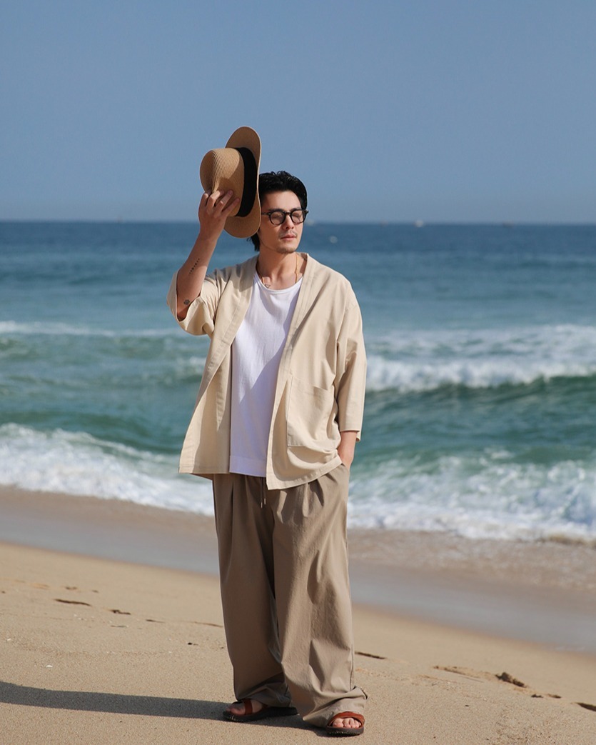 亞麻氣球長闊腿褲