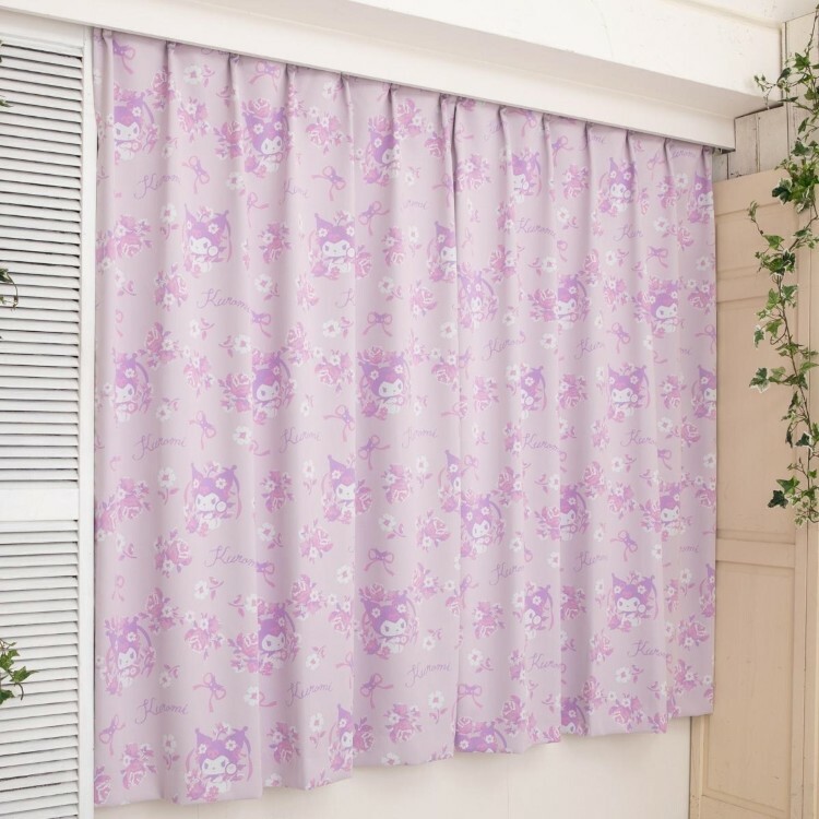 23026-KU [日本製] Sanrio Kuromi 蝴蝶結1級遮光窗簾 (一套2塊) #JP-BD23-SB-591-S