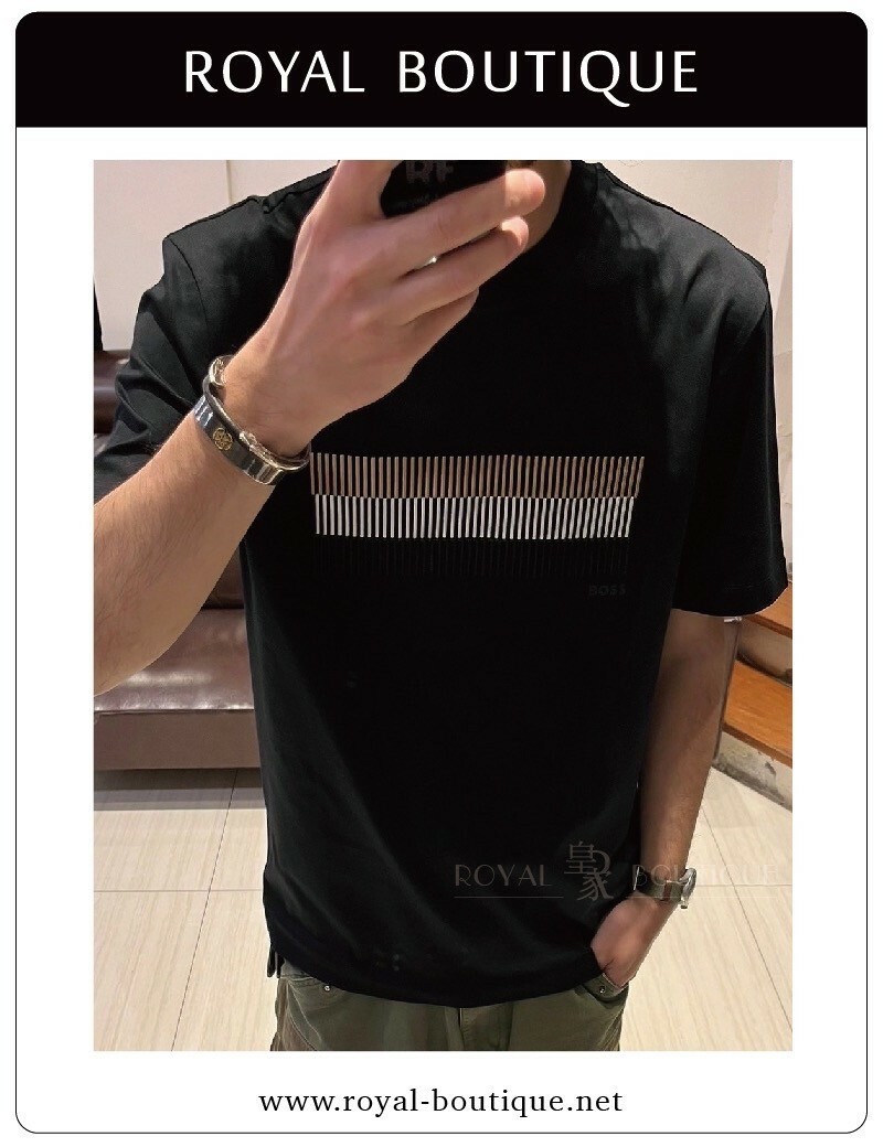 BOSS 胸前3色刺繡短T