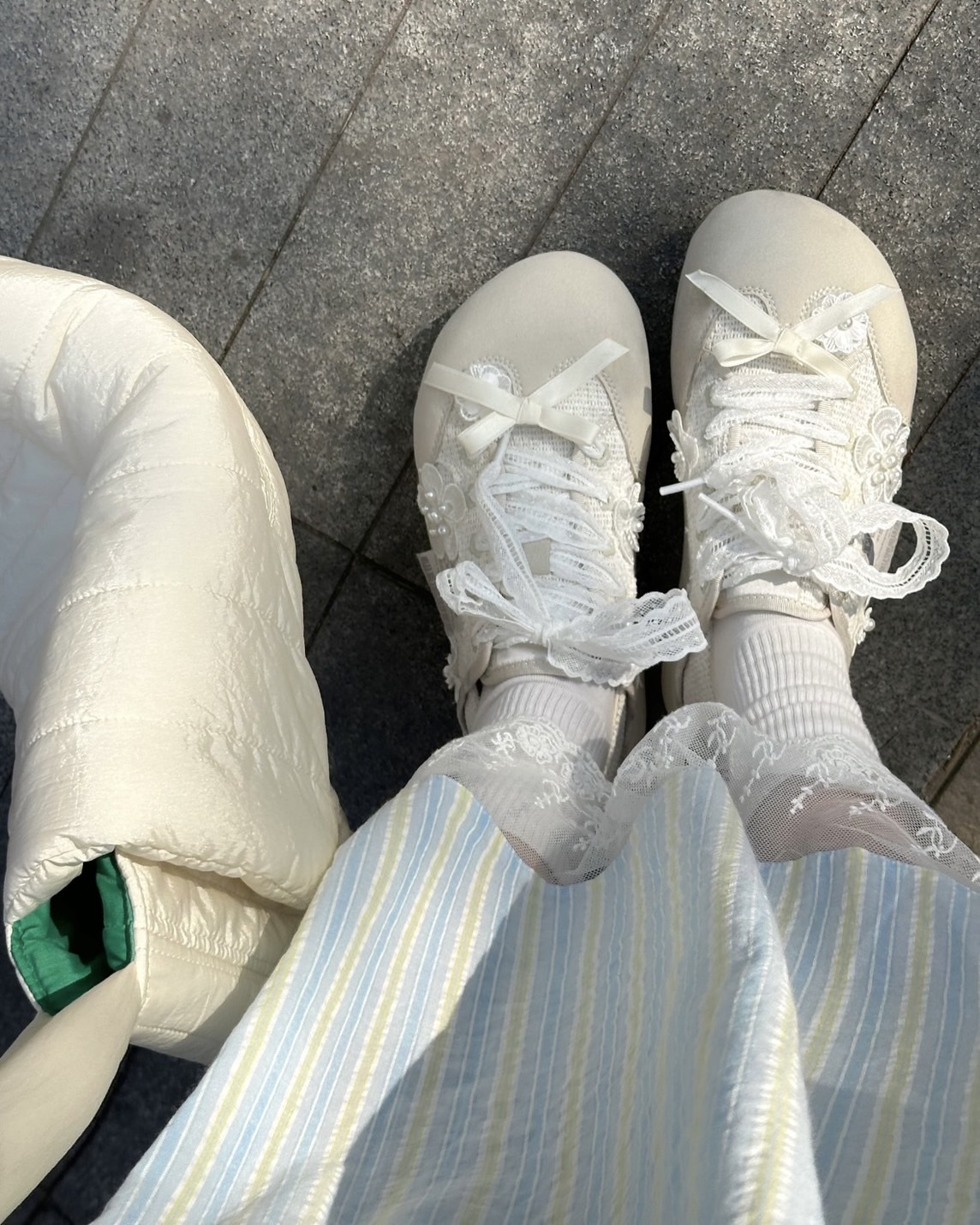 【現貨】<好美的鞋>OLD OUDER 蕾絲 小花 勃肯 全包鞋 米白