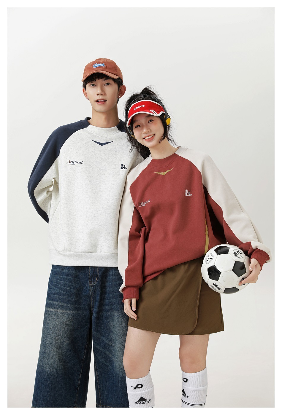 3M12 寬鬆感復古撞色落肩上衣 四色