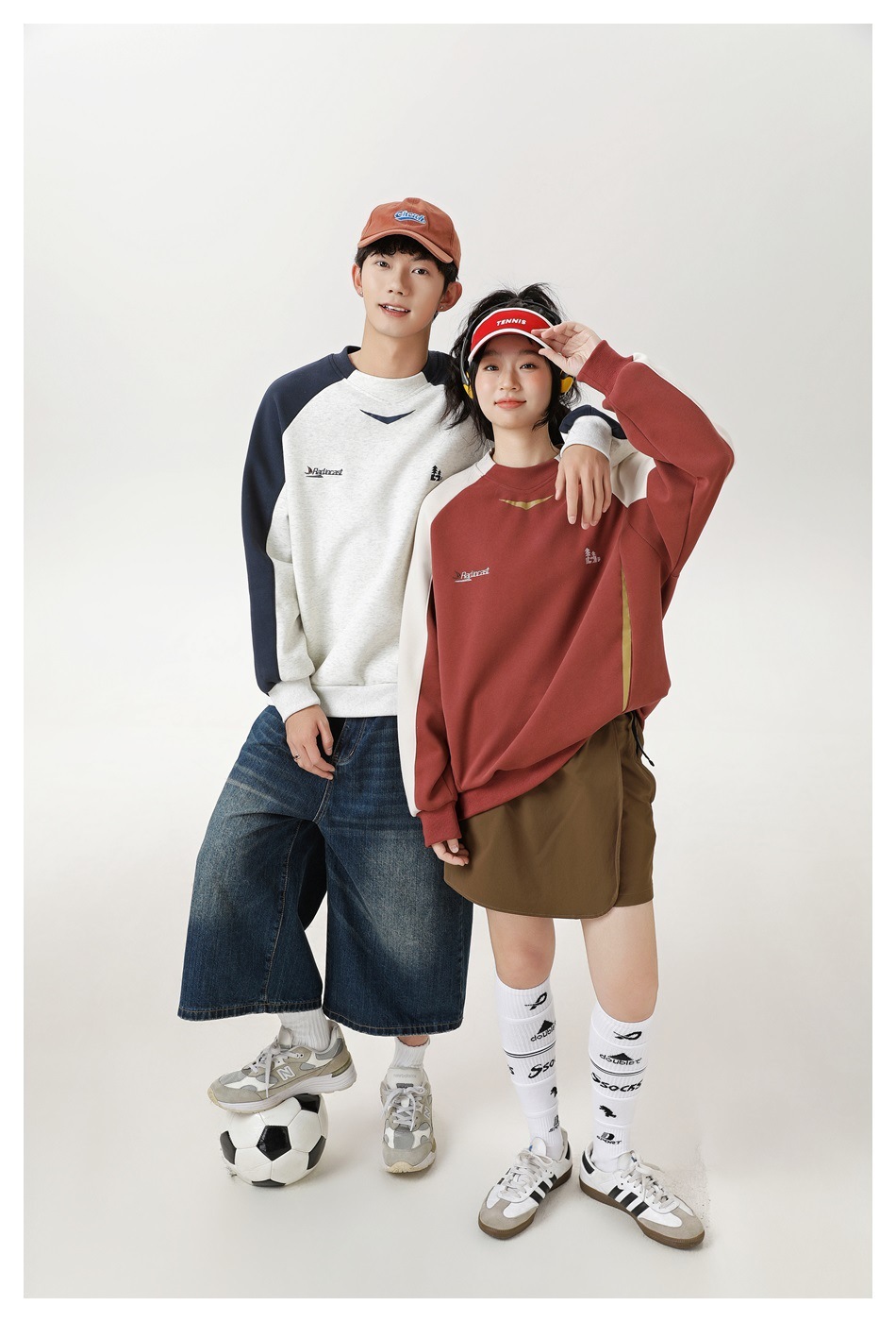 3M12 寬鬆感復古撞色落肩上衣 四色