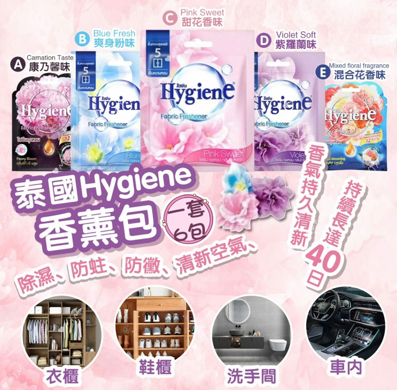 CD555   泰國 Hygiene 香包 (1套6包)