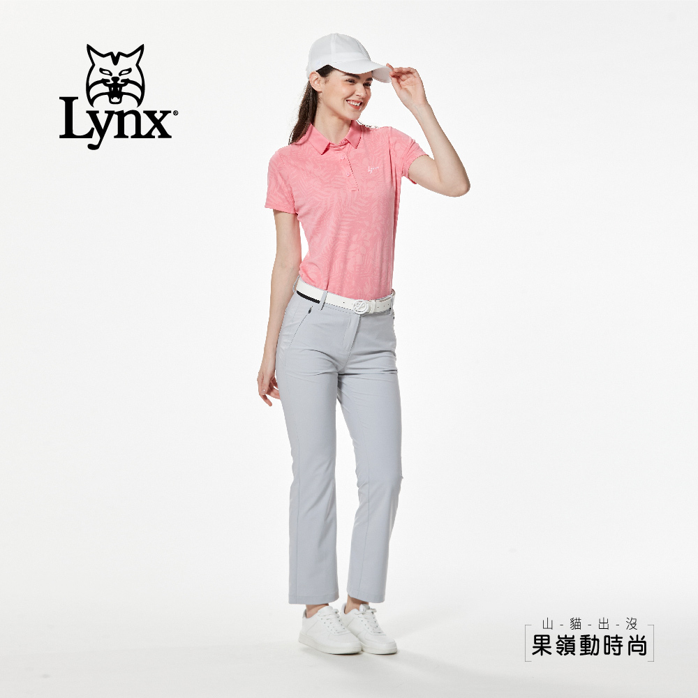 【Lynx Golf】吸濕排汗花草緹花Lynx繡花POLO衫/高爾夫球衫