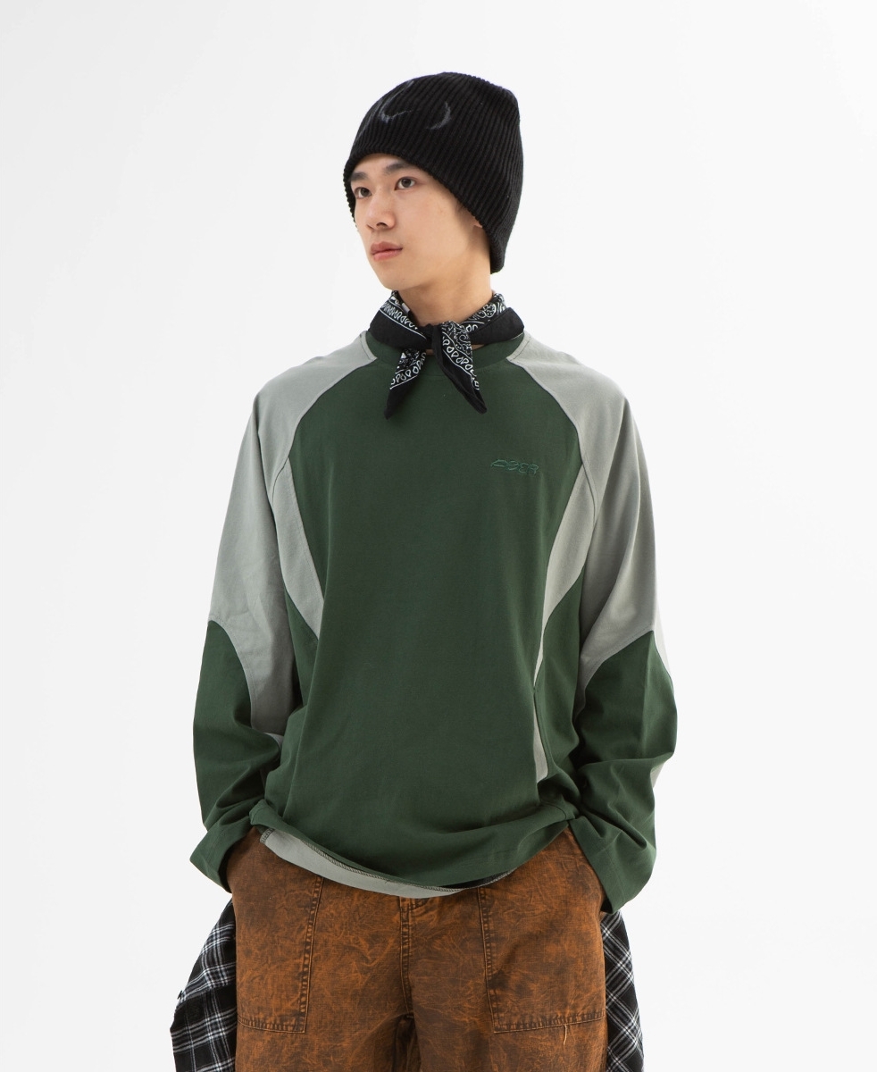 3M11 美式潮流復古拚接色塊上衣 兩色