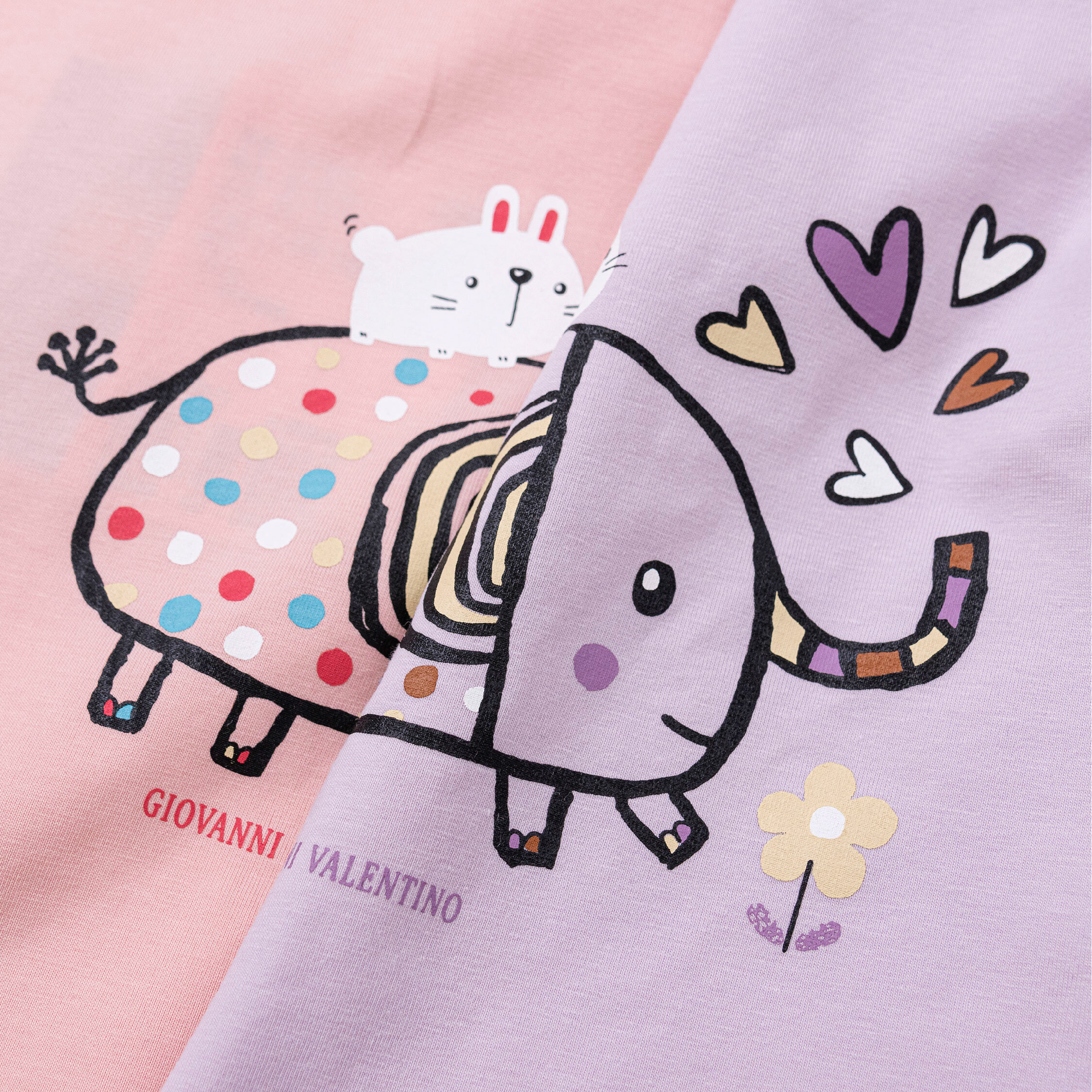 范侖鐵諾【32039】童趣小象與兔兔圖案上衣＊二色