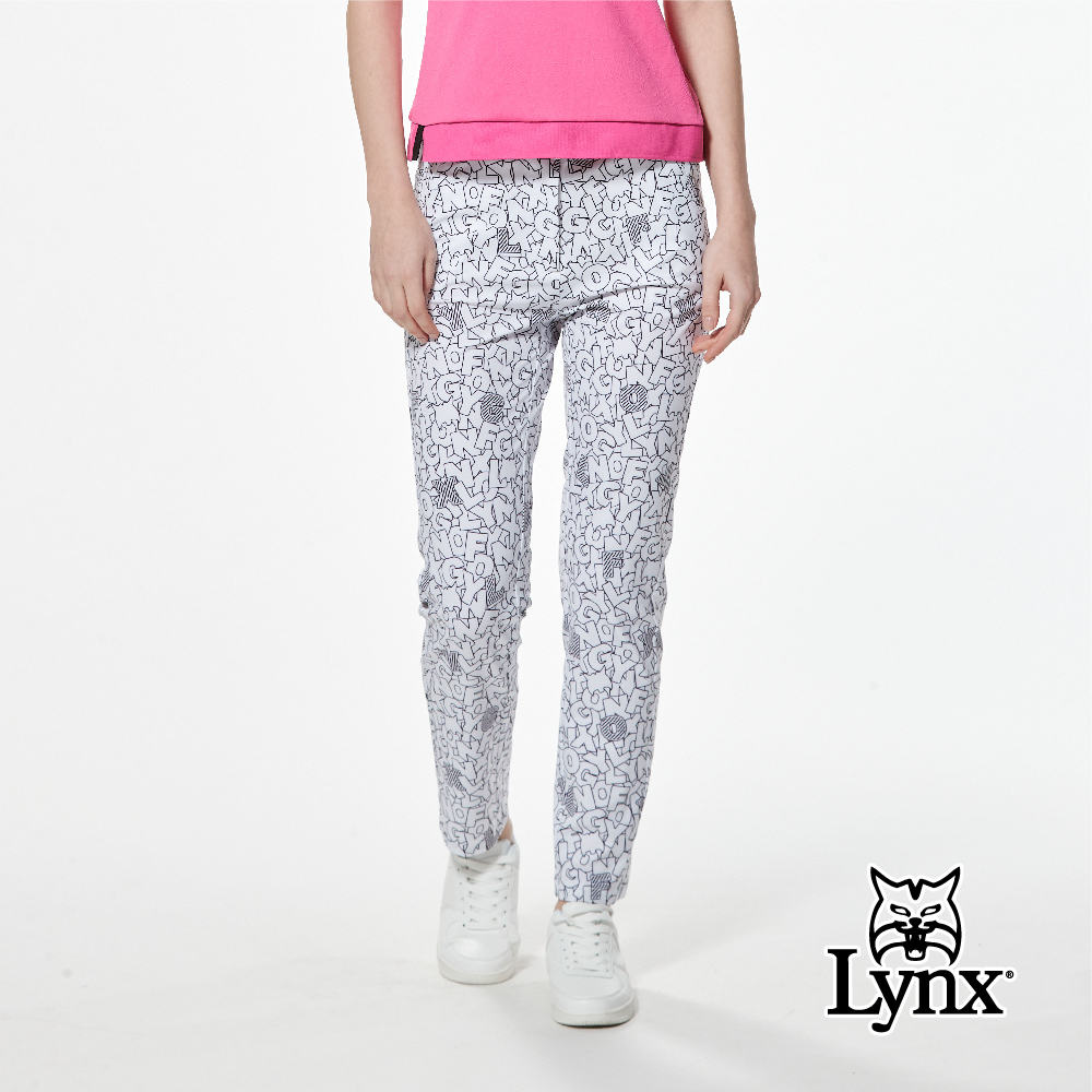 【Lynx Golf】環保紗四面彈性卡通風格印花窄管九分褲