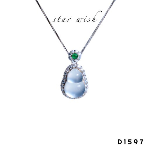 (D1597) S925銀 水沫玉葫蘆吊墜