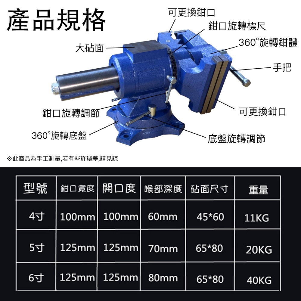 附發票｜VS05多功能虎鉗｜5吋 旋轉重型專業級機械臺虎鉗多用臺鉗 3個鉗口 角度可調