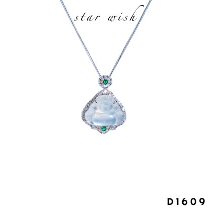 (D1609) S925銀 水沫玉佛公吊墜