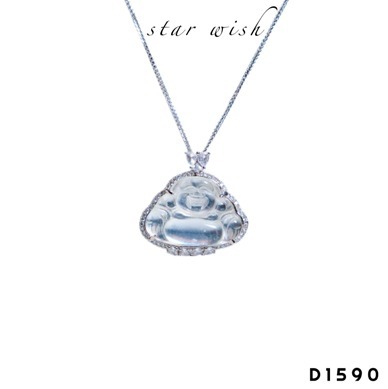 (D1590) S925銀 水沫玉佛公吊墜