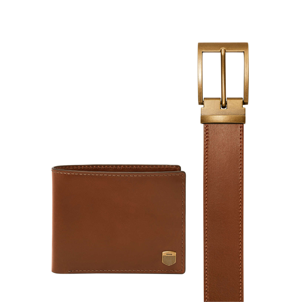 Hayes 真皮短夾皮帶禮盒組-咖啡色 MLG0798200