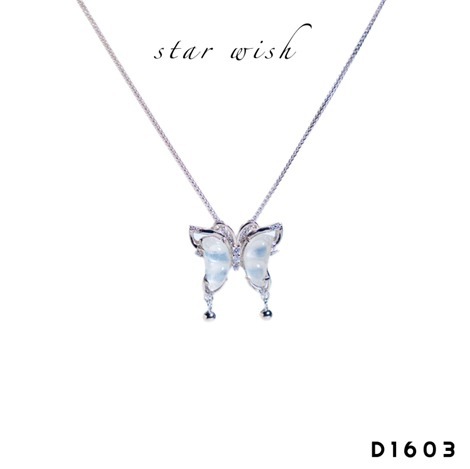 (D1603) S925銀 水沫玉蝴蝶吊墜