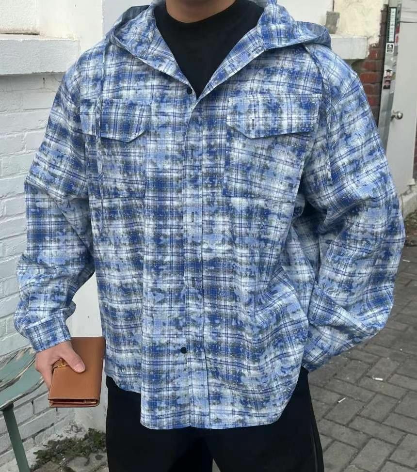 格仔連帽長袖恤衫外套 COVILL-167JK