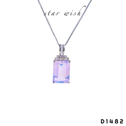 (D1482) S925銀鑲 薰衣草紫玉晶吊墜