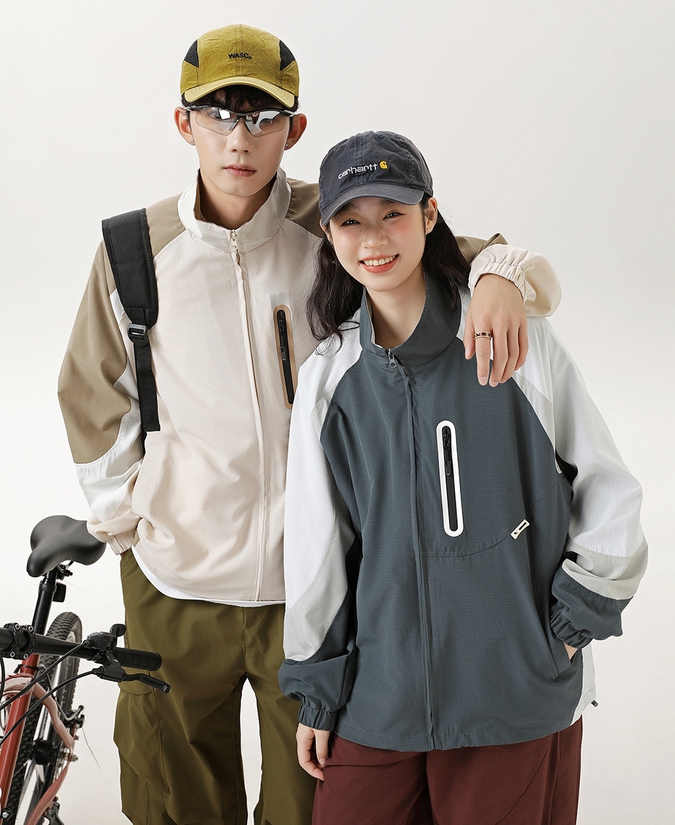 3M05 日系素色拚接夾克外套 兩色