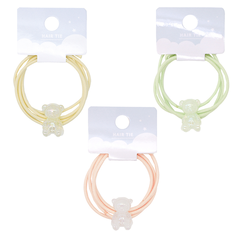 髮圈/小熊 3入 米、黃、綠