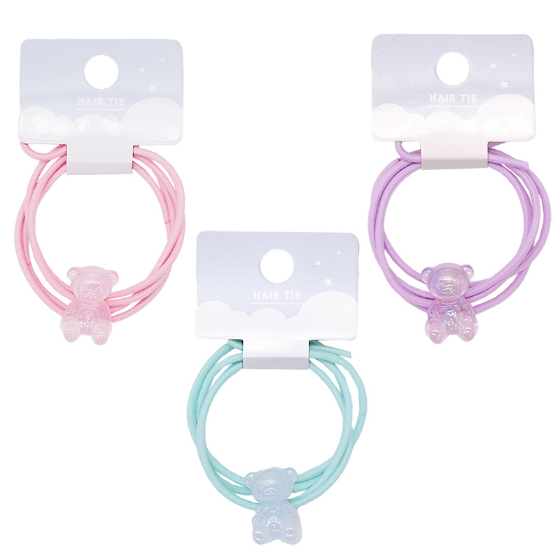 髮圈/小熊 3入 粉、藍、紫