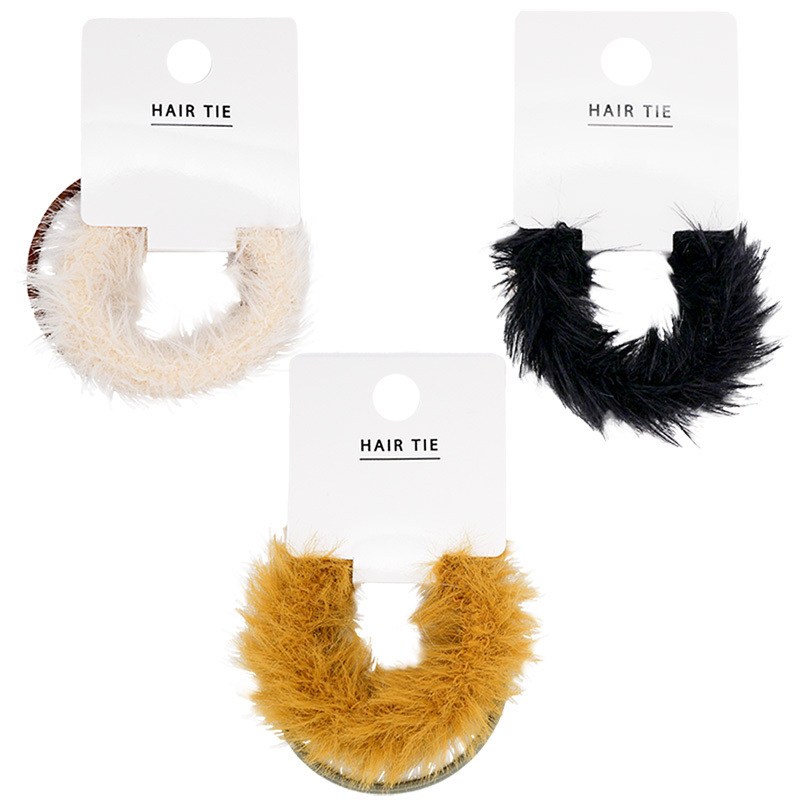 髮圈/毛絨 2入 黑、黃、象牙