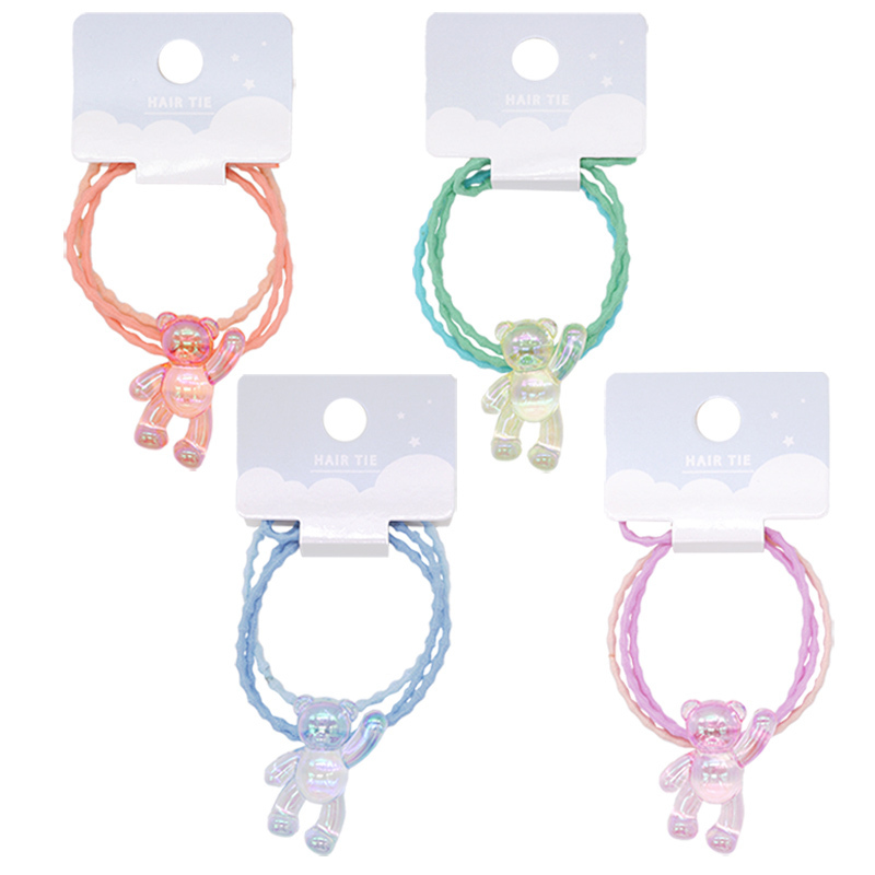 髮圈/小熊 2入 紅、藍、黃綠、紫