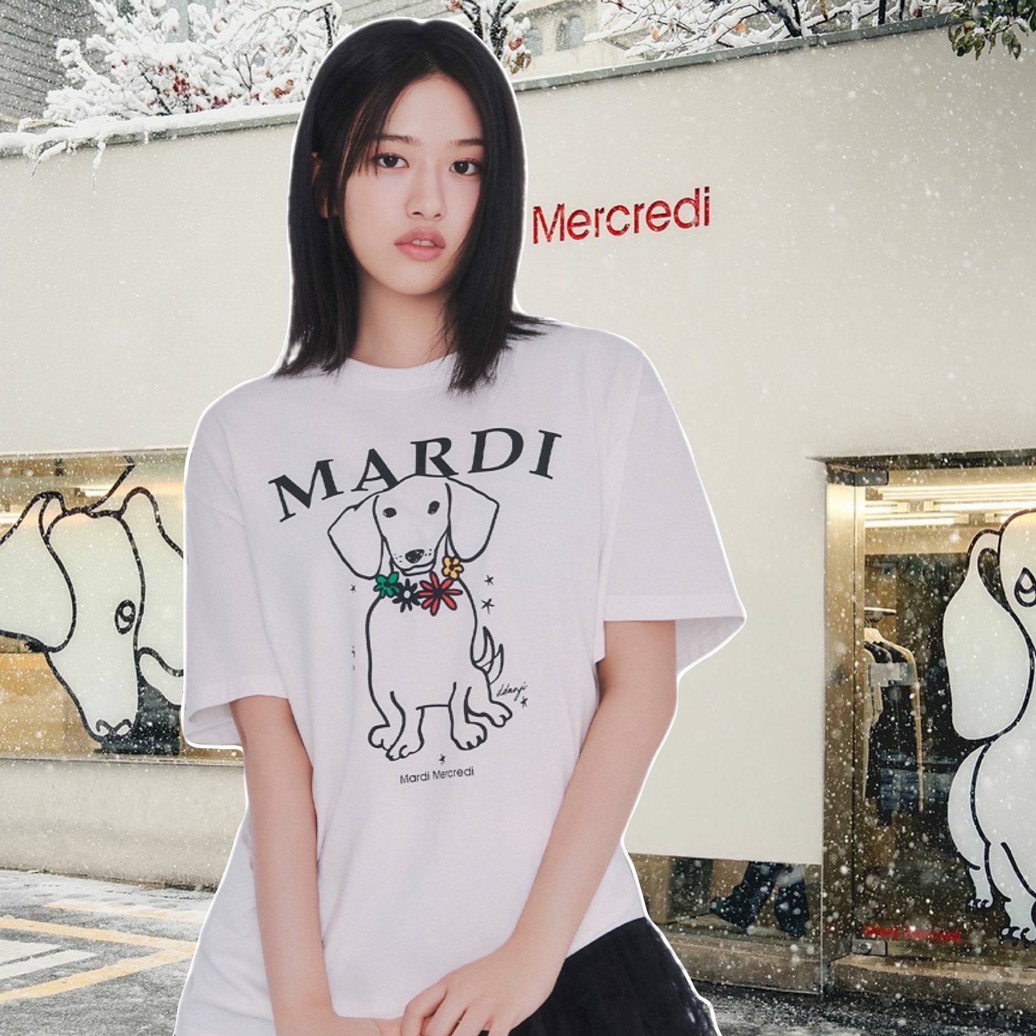 MARDI MERCREDI 25SS SWING THE TAIL DDANJI FLOWER NECKLACE MULTICOLOR T-SHIRT [四個版型!]