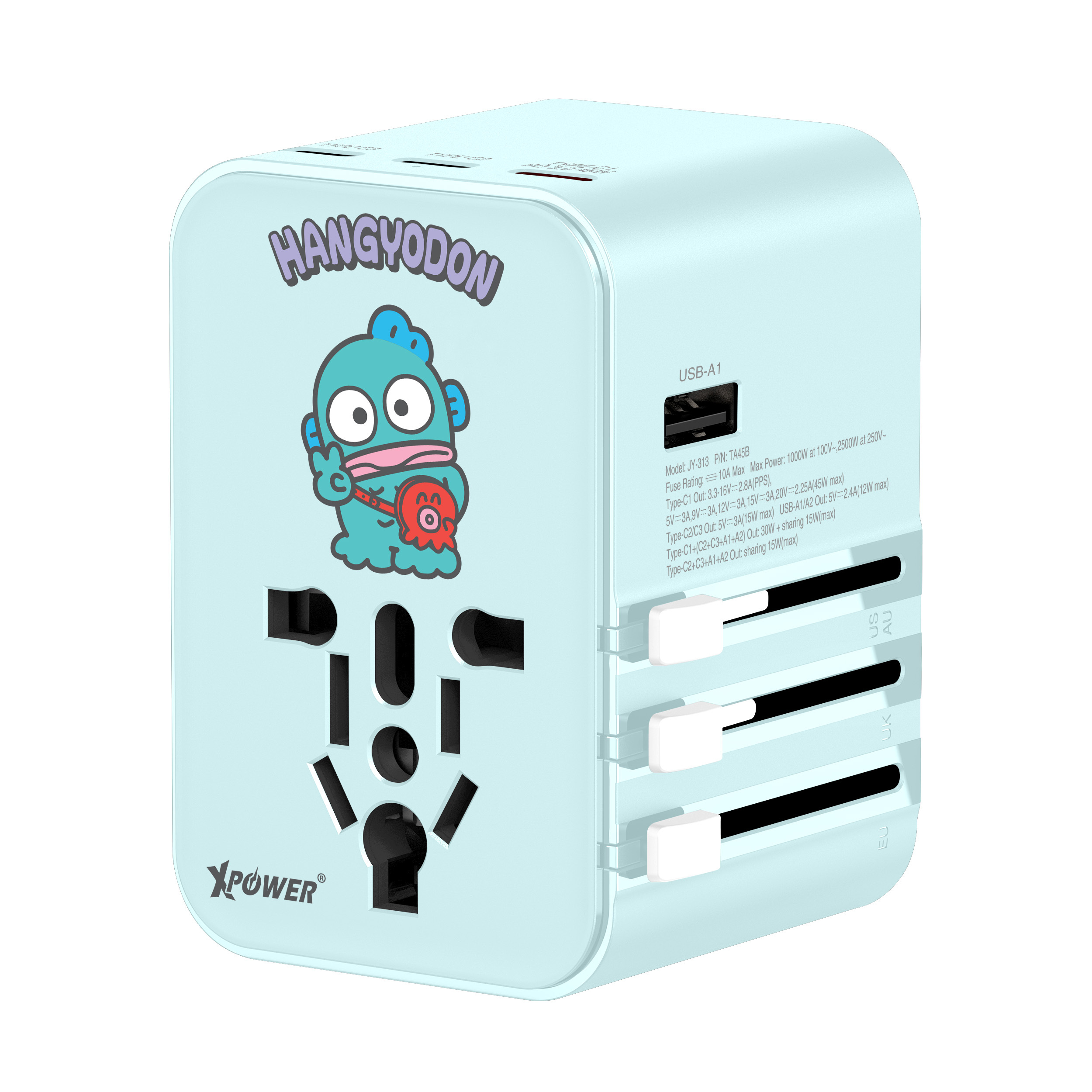 XPower x Sanrio Hangyodon TA45B 45W 6輸出 PD3.0/PPS旅行充電器