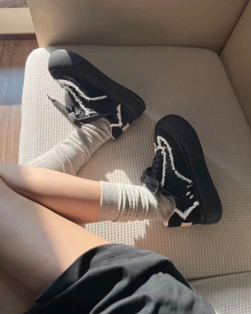 <AESPA 寧寧同款>SOAP OPERA 大頭鞋 解構 開口笑厚底 增高 黑底白邊 SOUSR3249089