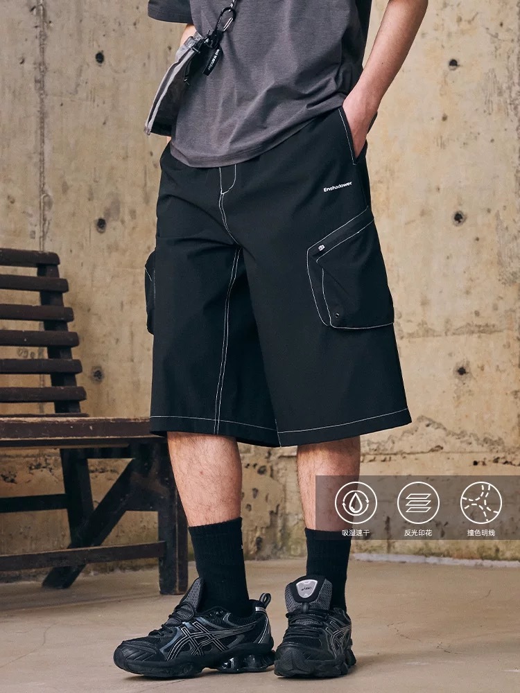 ENshadower隱蔽者 明線工裝過膝寬鬆短褲