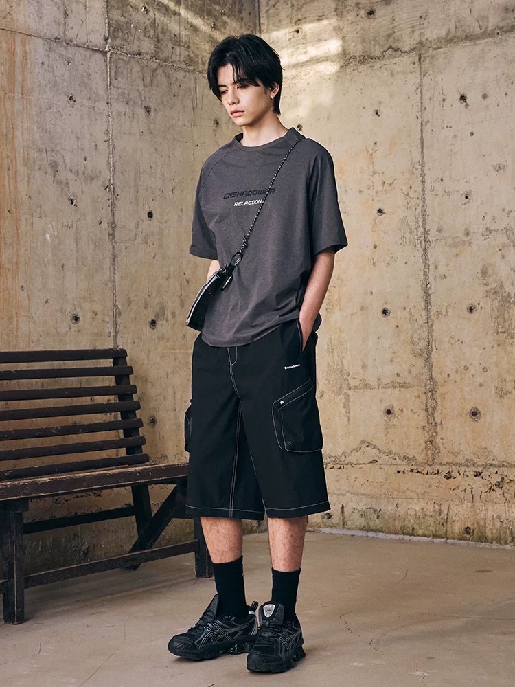 ENshadower隱蔽者 明線工裝過膝寬鬆短褲