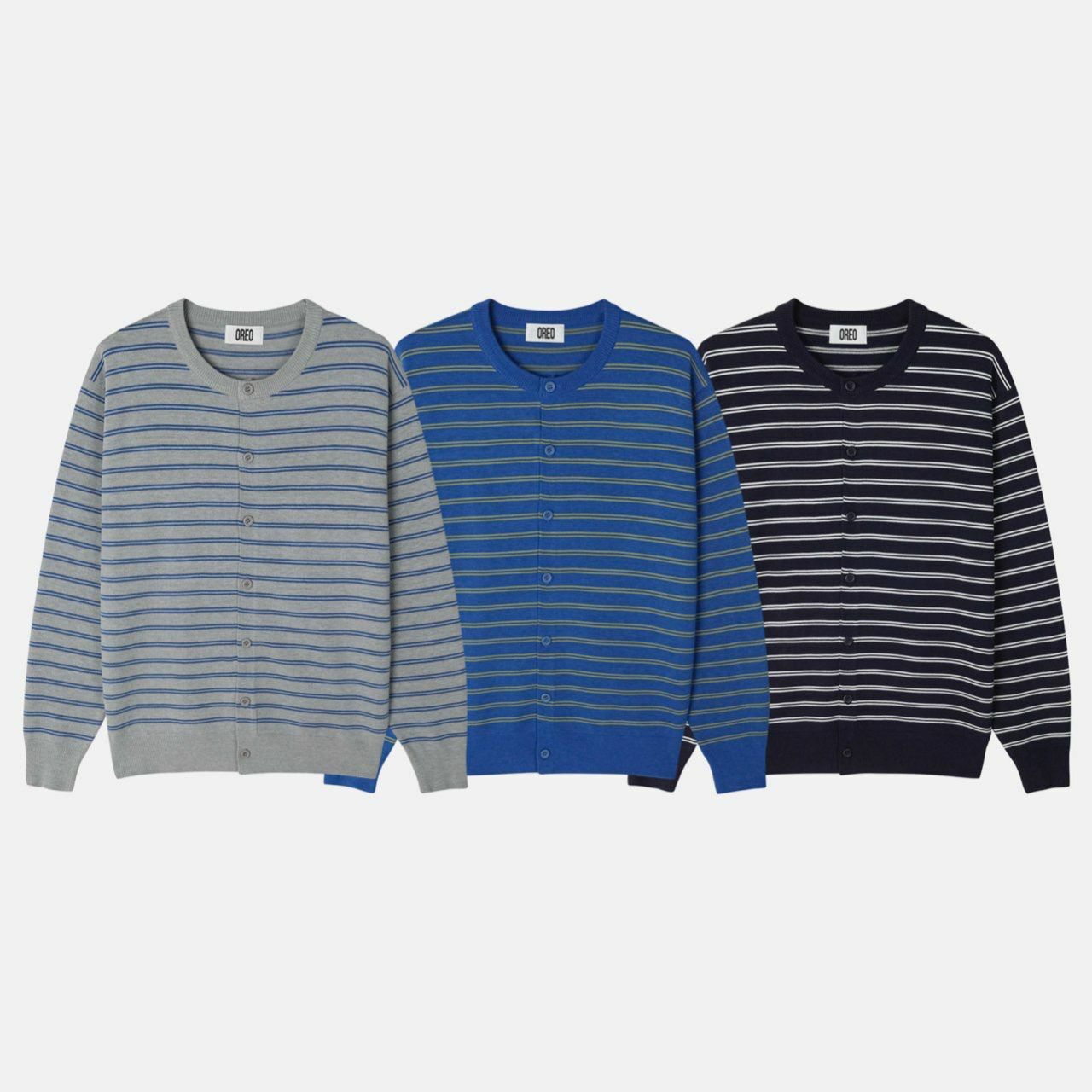 圓領橫間拉鍊針織外套 OREO-105JK