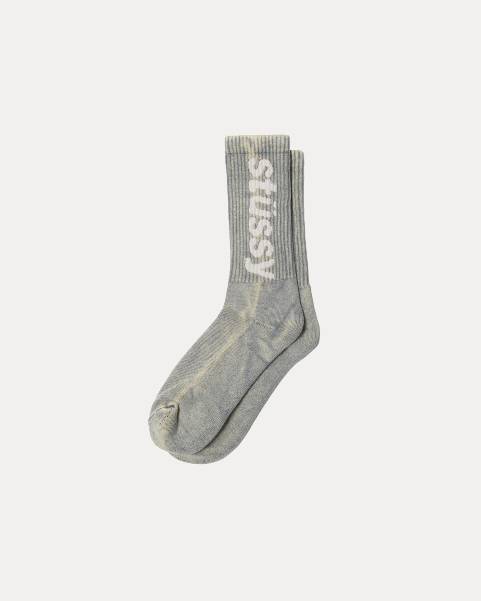 STUSSY WASHED HELVETICA CREW SOCK GREY