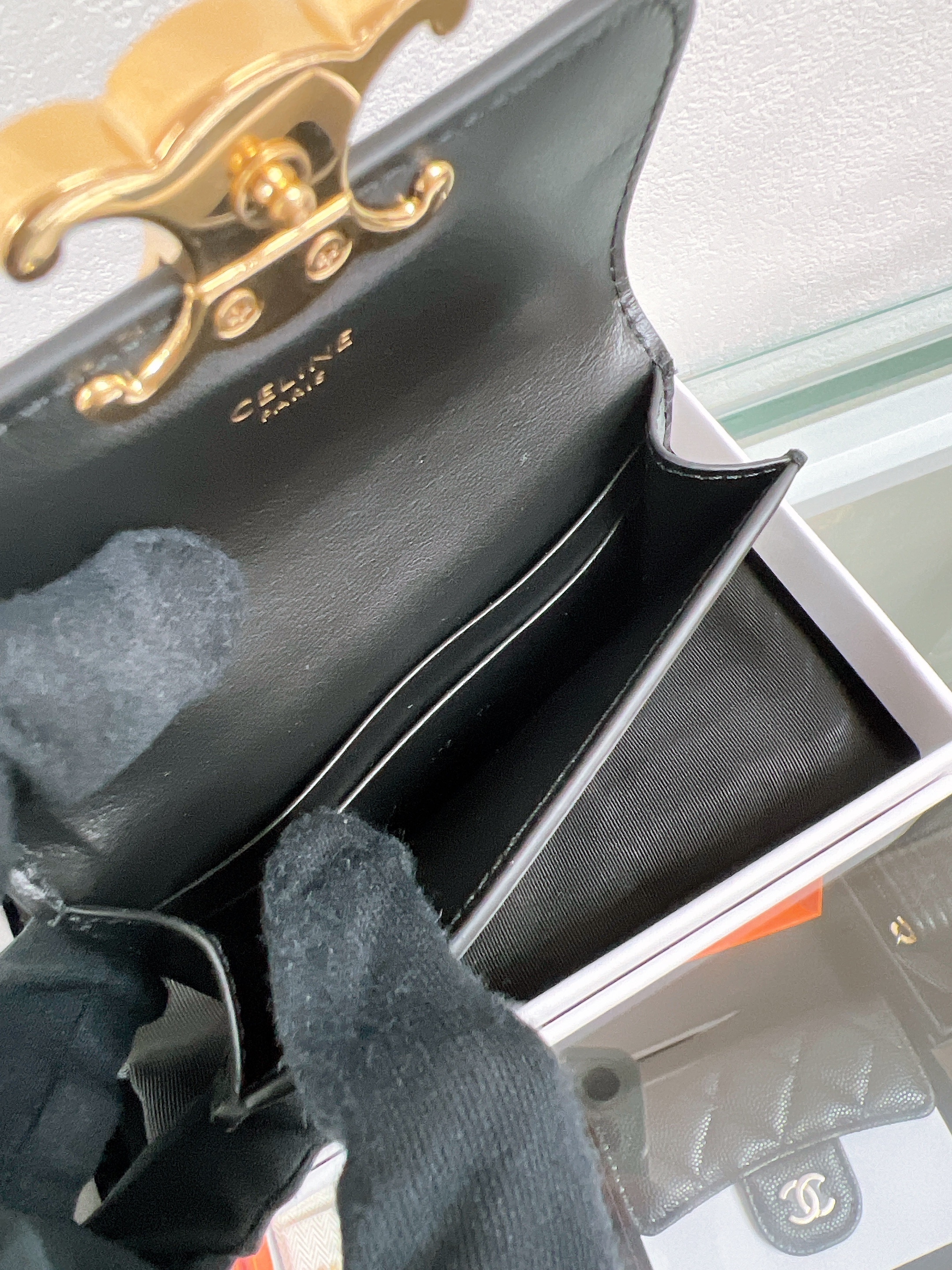 Celine triomphe card holder black