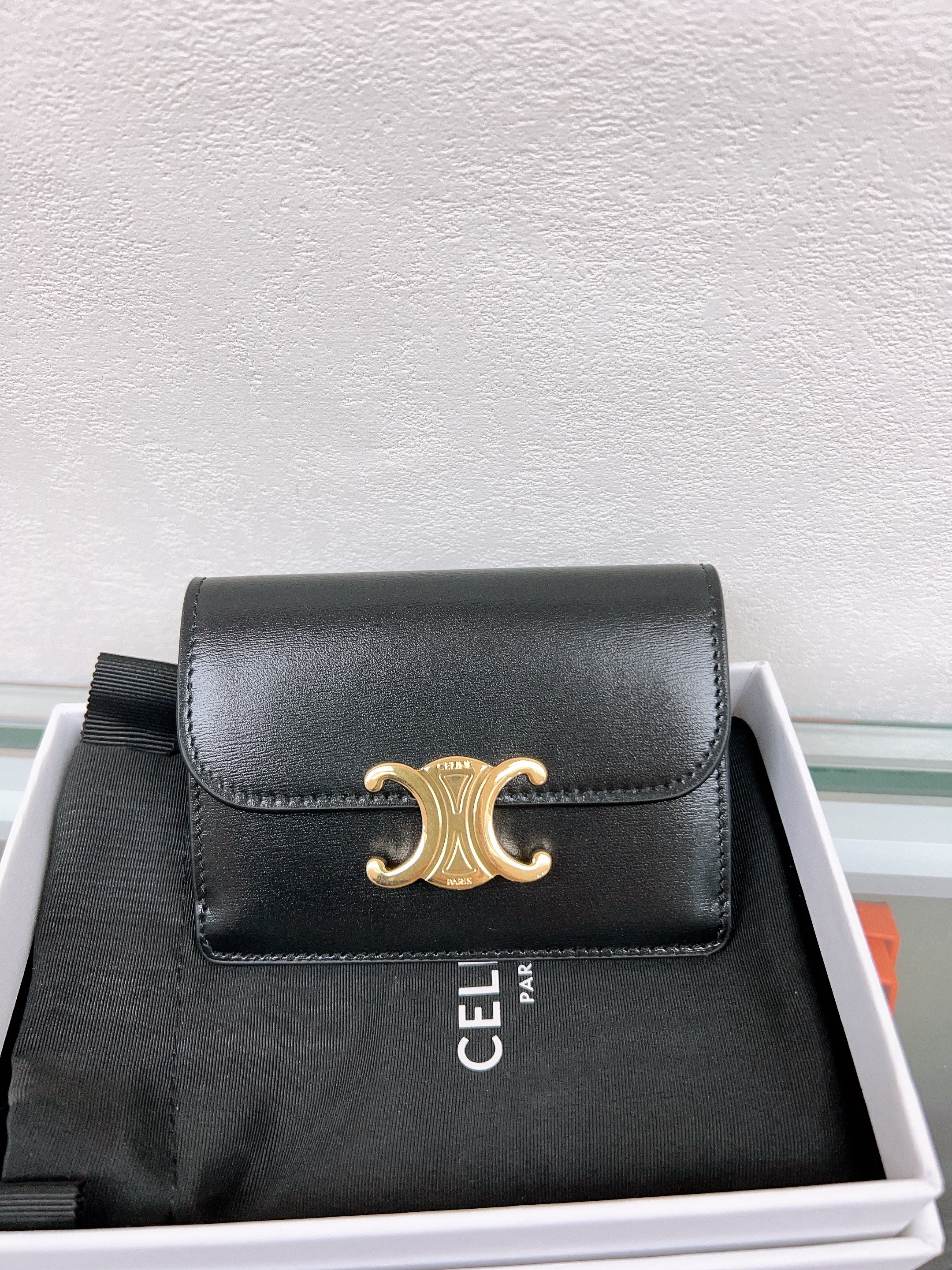 Celine triomphe card holder black
