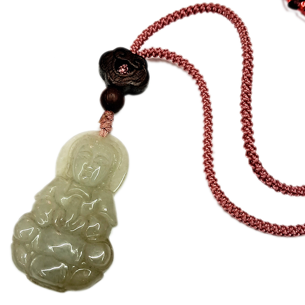 玉觀音{油青}如意紫檀中國結項鍊【十方】150259